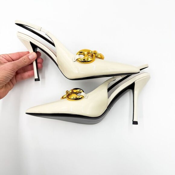 Gucci Marina Chain Slingback Pointed Toe Patent Leather Heels EU 42 US 12 - Picture 8 of 12